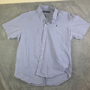 Polo Ralph Lauren Men's XL Blue White Gingham Short Sleeve Button Down Shirt